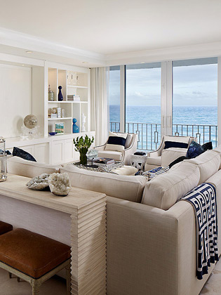 Transitional oceanfront beach home in Palm Beach